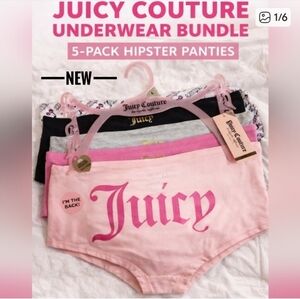Juicy Couture Intimates 5-Pack Boyshorts Logo Cherry Print Pink Black Size L NWT